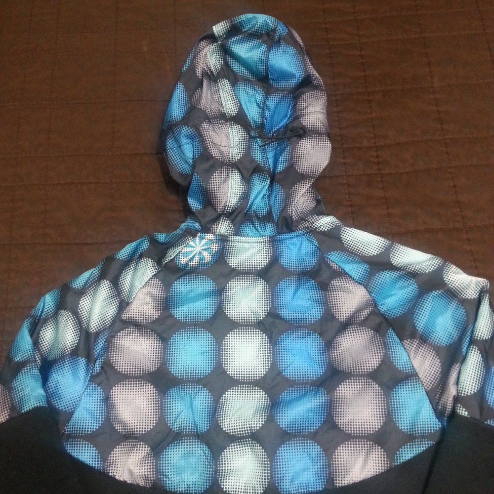 Nike Jacket Windrbreaker Running Dri Fit Hooded Women's Small Black Blue - Picture 6 of 12